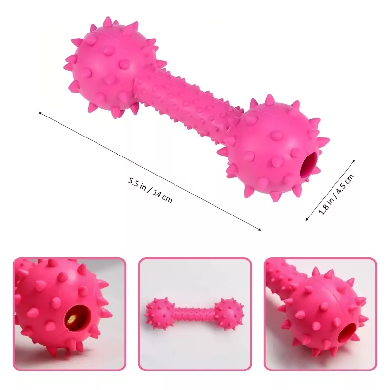Giocattolo da masticare per cani, giocattolo in gomma per cani, giocattolo cigolante per cani, giocattolo a forma di manubrio per cani
