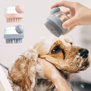 spazzola per cani, spazzola da bagno per cani, spazzola in silicone per cani, dispenser per shampoo per cani