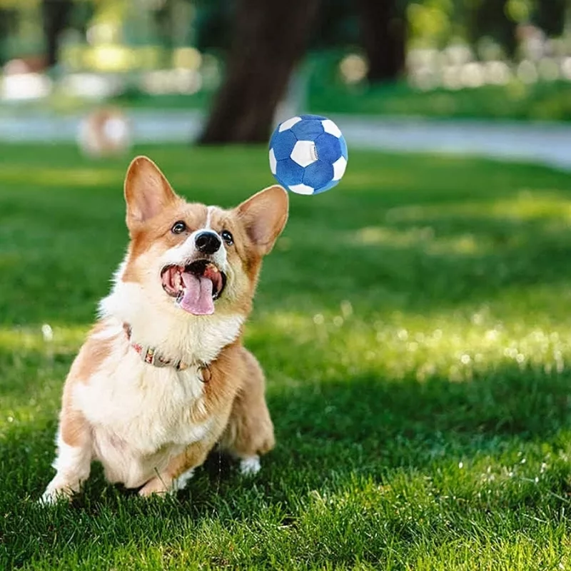 giocattolo cigolante per cani, giocattolo a forma di palla per cani, pallone da calcio per cani