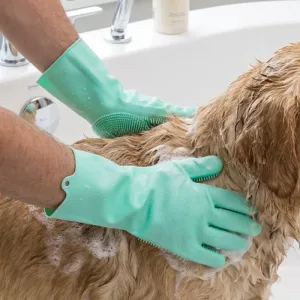 Guanti spazzola in silicone per il bagno e la toelettatura dei cani