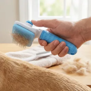 Spazzola autopulente rimuovi peli per cani, pettine per toelettatura animali e strumento deshedding