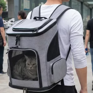 Zaino trasportino pieghevole traspirante in rete per gatti e animali domestici
