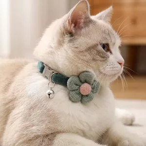Adorabile collare per gatti con fiore e campanellino