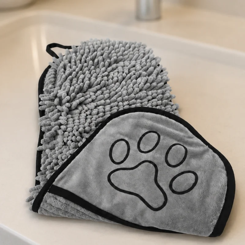 dog towel with hand pockets