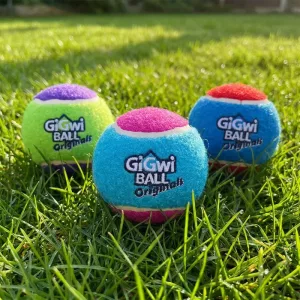 Set da 3 palline in gomma interattive per cani con squeaker da masticare