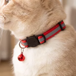 Collare riflettente carino in nylon per gatti con campanellino