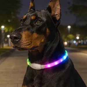 Collare LED ricaricabile USB in silicone fosforescente per cani