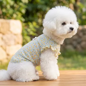 Graziosa canottiera floreale traspirante per cani, T-shirt estiva rinfrescante