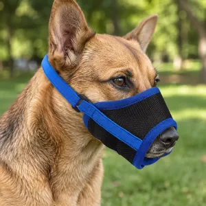 Museruola regolabile antiabbaio in rete per cani