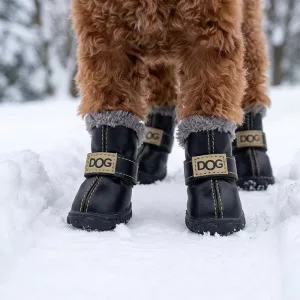 4 pz stivali da neve caldi impermeabili antiscivolo in peluche per cani