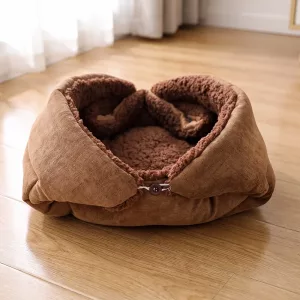 Cuccia per gatti in peluche pieghevole e calda, cuscino nido per cani